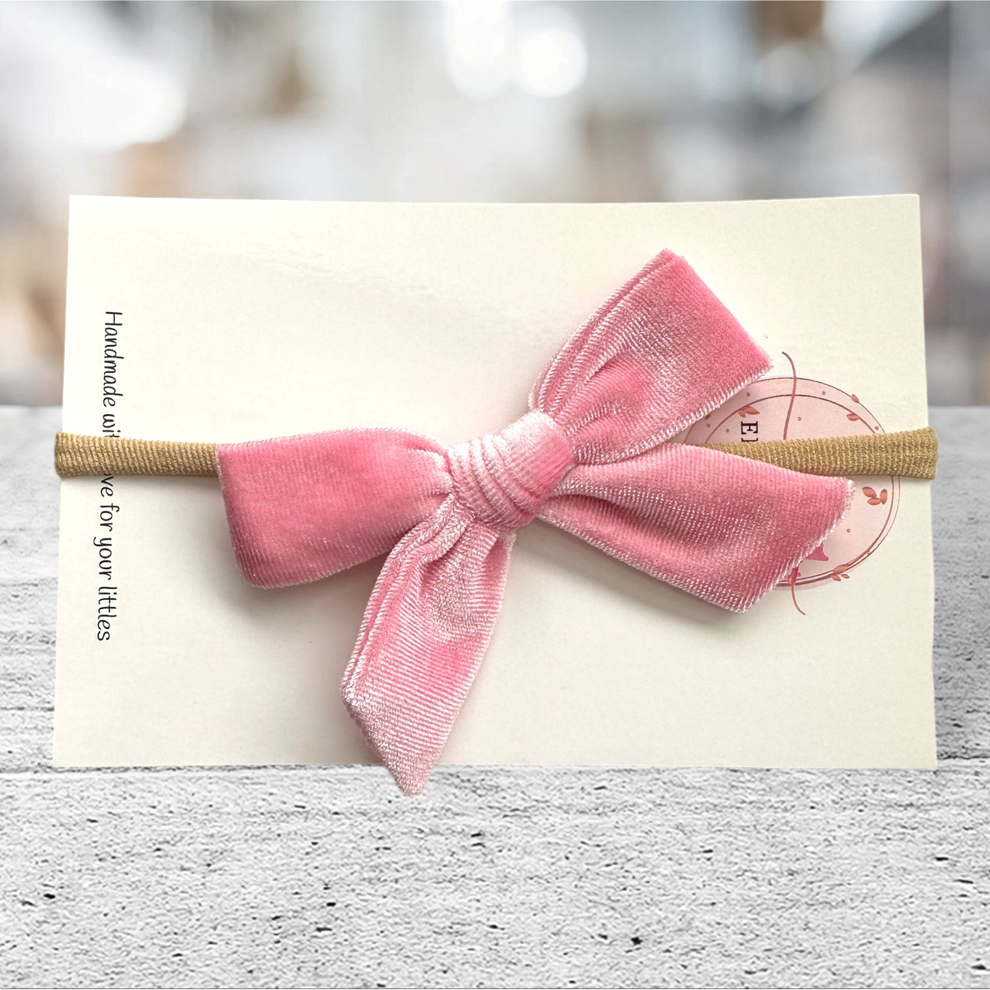 Baby Pink Velvet Headband Bow