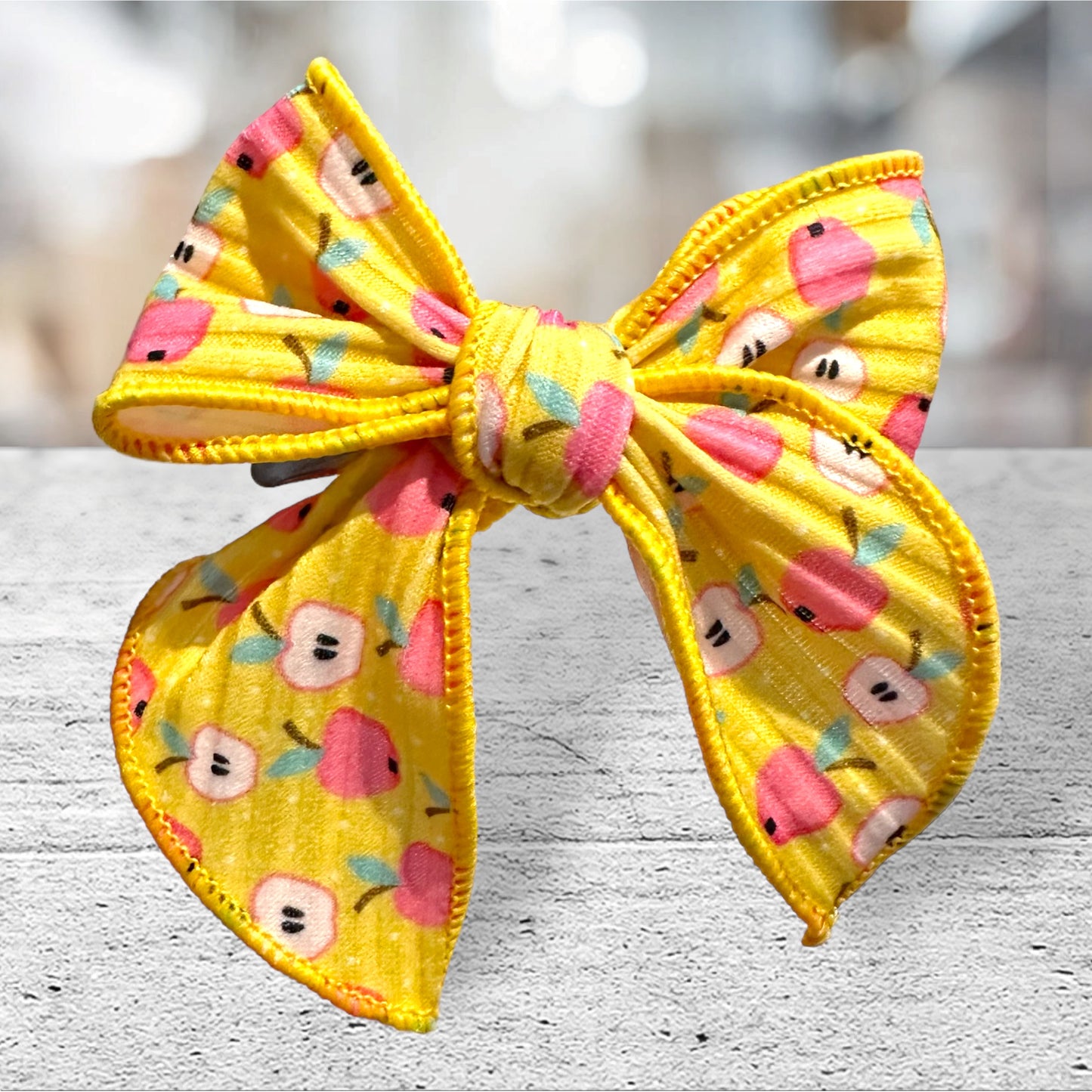 Pink Apple Bow-Medium