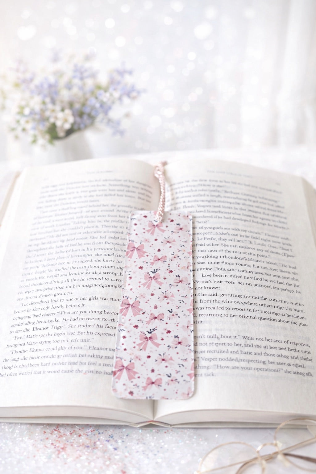 Pink coquette bow bookmark