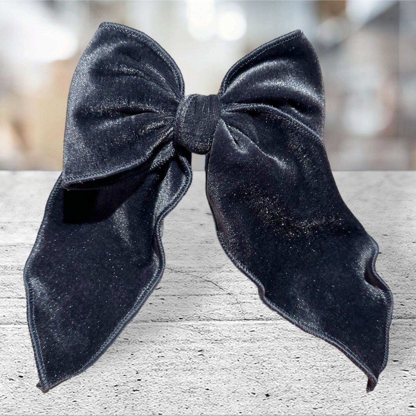 Victorian Dusty Blue Velvet Bow- XL