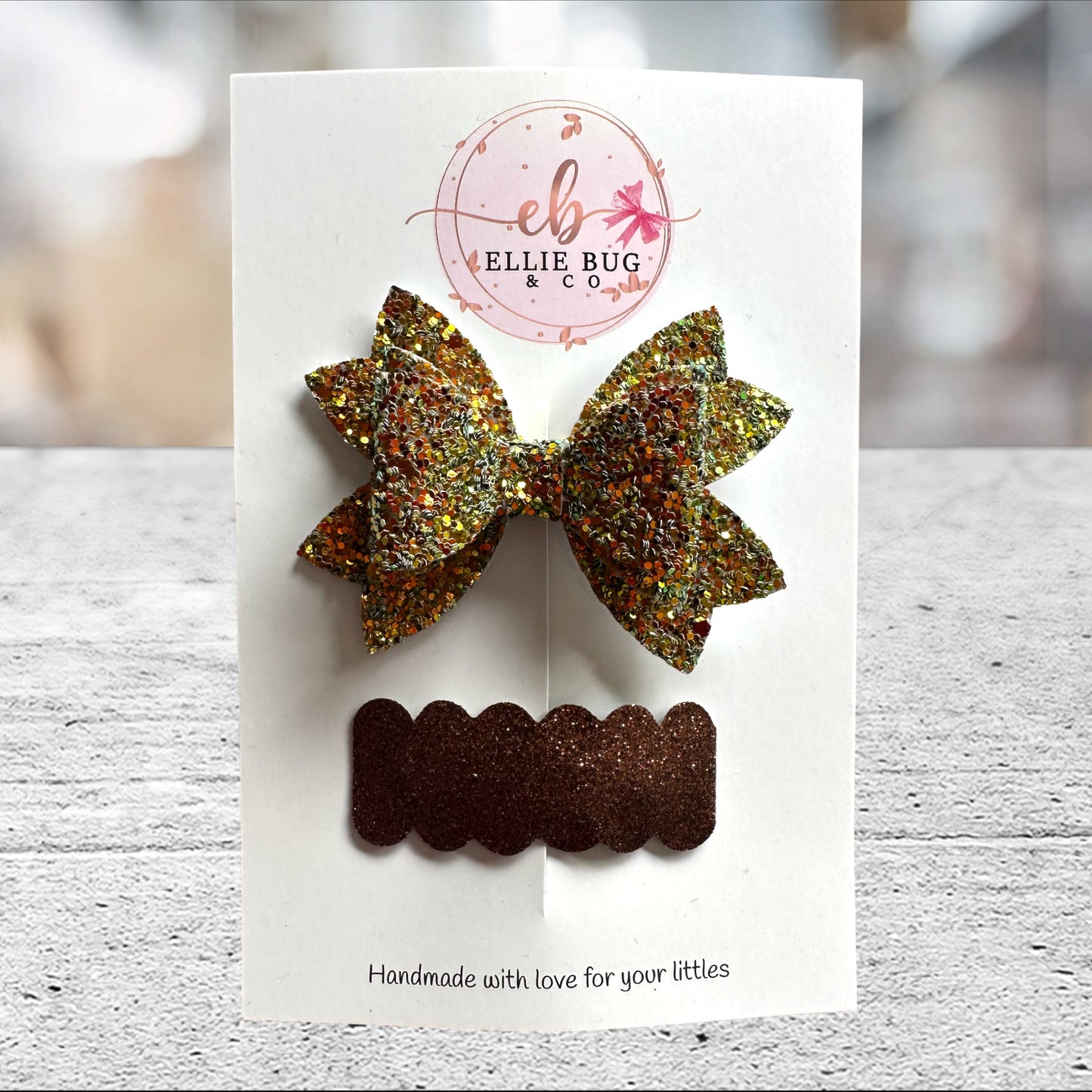 Autumn Glitter Bow Brown Set