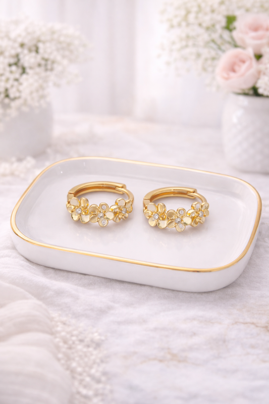“Carrie” Floral Huggie Hoops