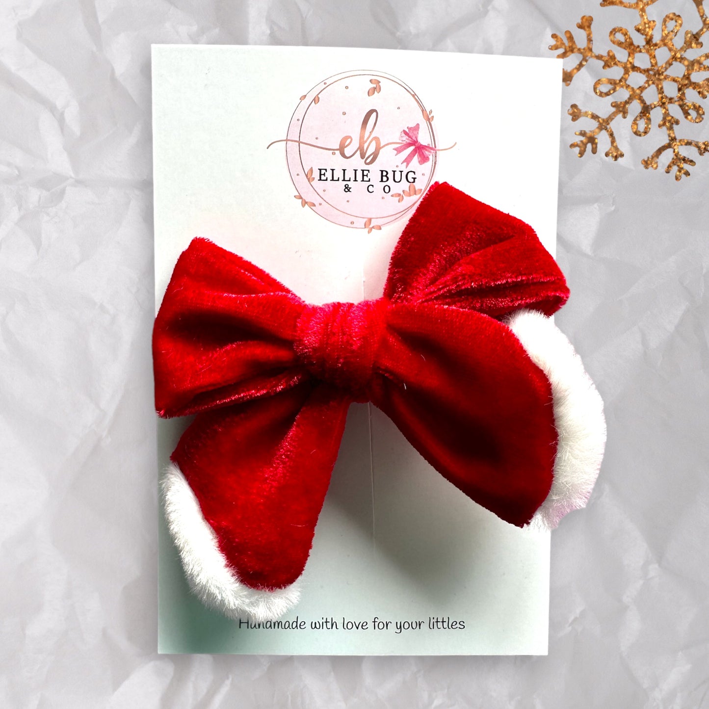 Santa Red velvet bow/faux fur trim