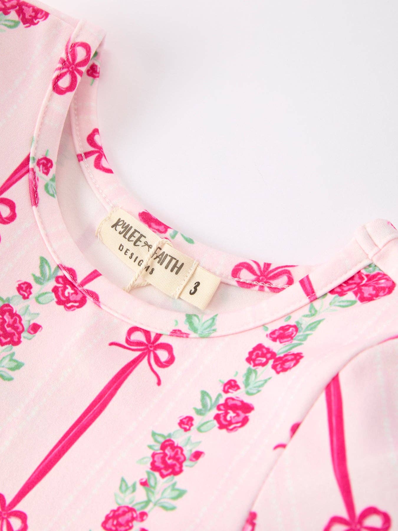 Girls Bow Rose Dress Long Sleeve Twirl Dress: 4