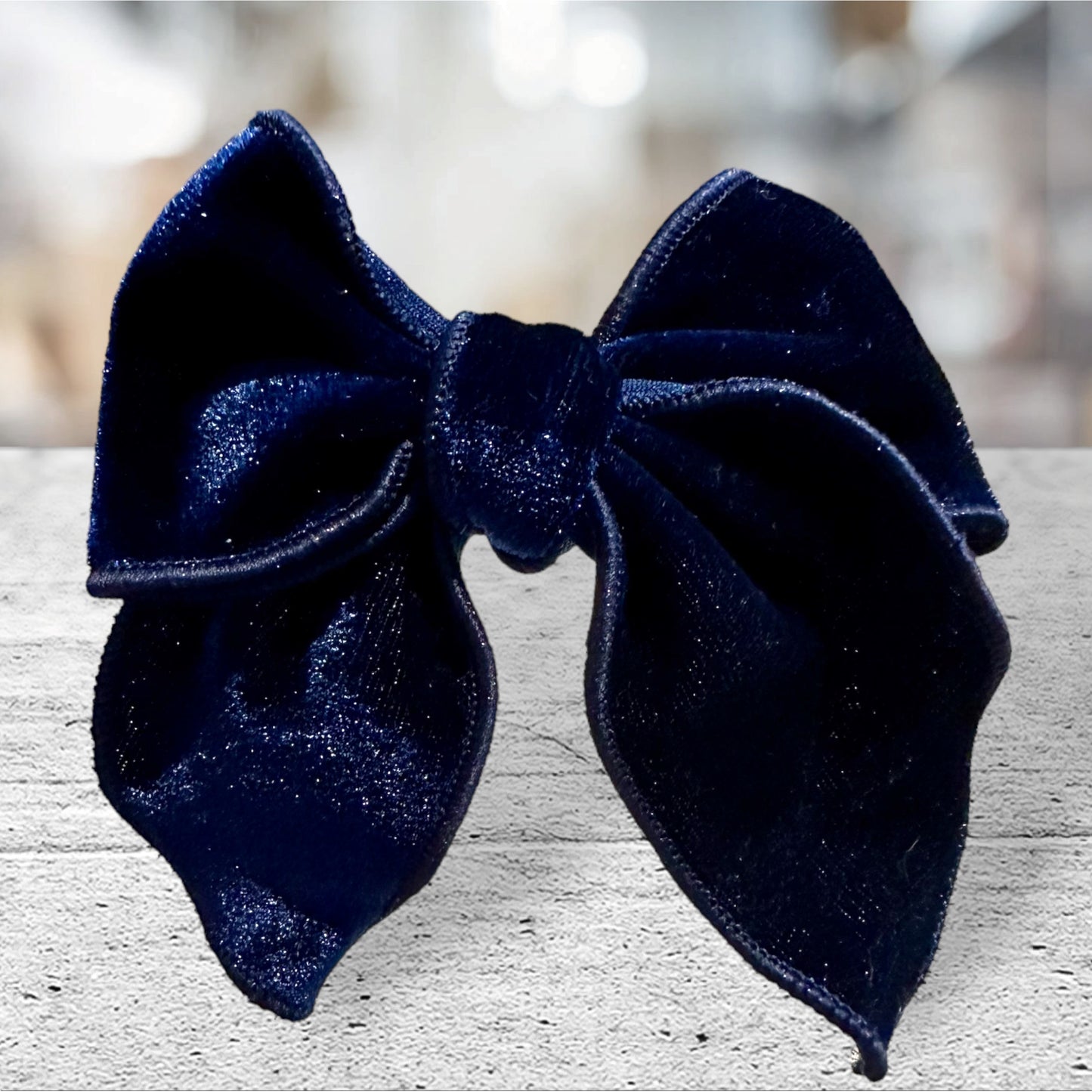 Midnight Blue Velvet Bow -Small