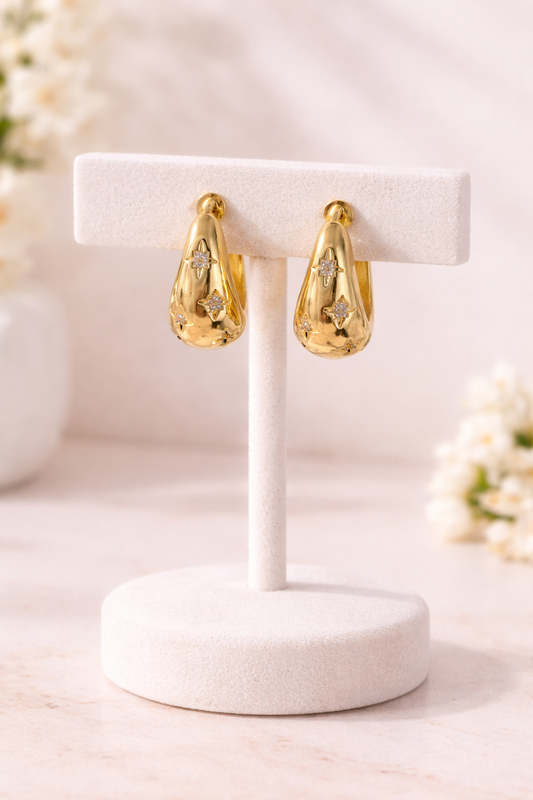 “Addie” Celestial Huggie Dome Hoops