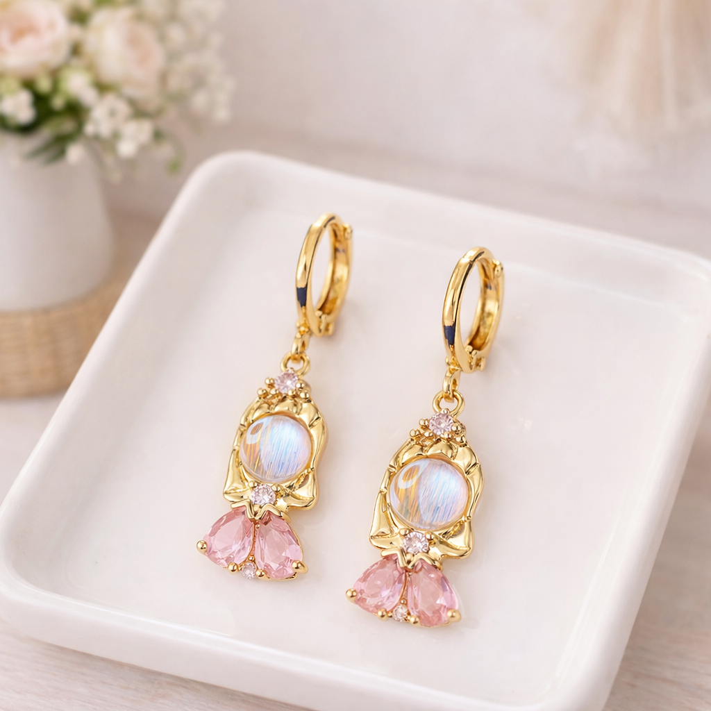 Gold Dangle Princess Earrings