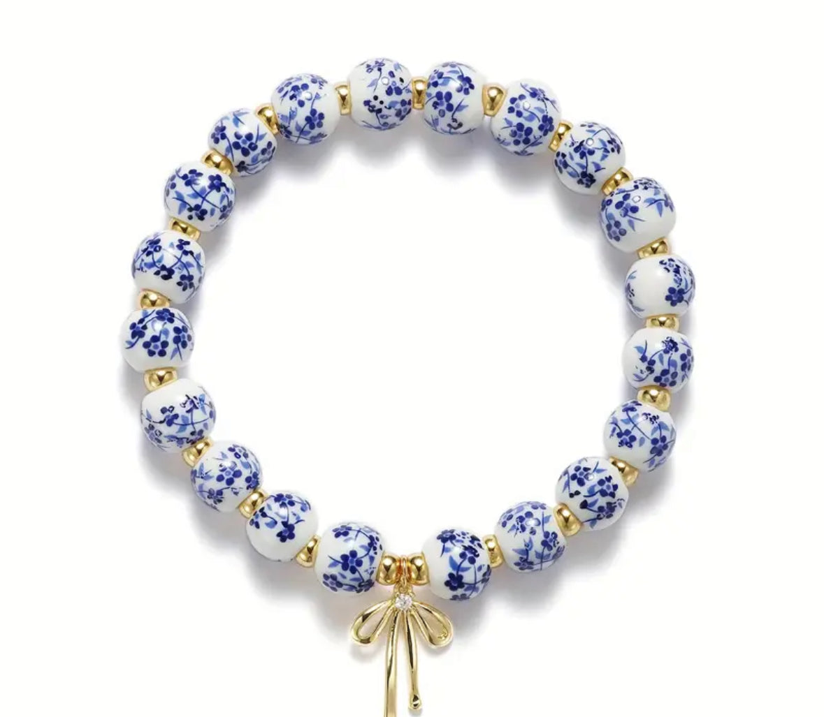 “Ava” Pink or Blue Beaded Bow Bracelet