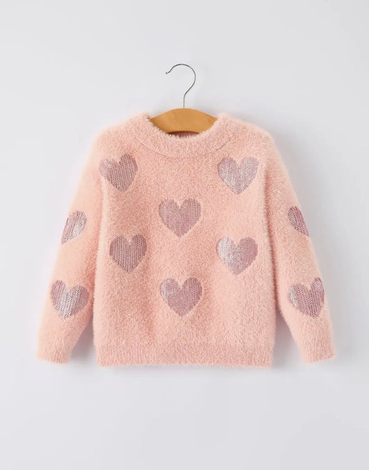 Cozy Hearts Sequined Sweater